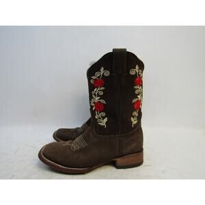 Jar Boots Youth 1.5 M Brown Soft Leather Floral Cowboy Boots